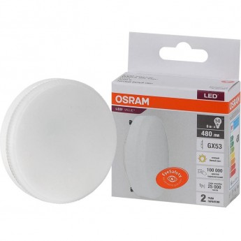 Лампа светодиодная LED OSRAM VALUE LVGX5350 6SW/830 6Вт GX53 230В 10х1 Лампа светодиодная LED OSRAM VALUE LVGX5350 6SW/830 6Вт GX53 230В 10х1