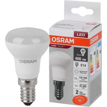 Лампа светодиодная LED OSRAM VALUE LVR40 5SW/840 5Вт E14 230В 10х1 Лампа светодиодная LED OSRAM VALUE LVR40 5SW/840 5Вт E14 230В 10х1