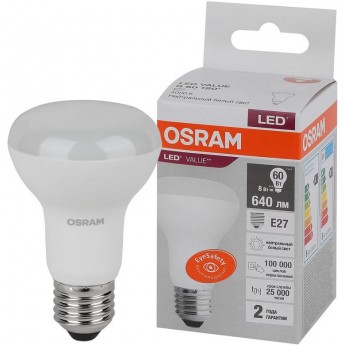 Лампа светодиодная LED OSRAM VALUE LVR60 8SW/840 8Вт E27 230В 10х1 Лампа светодиодная LED OSRAM VALUE LVR60 8SW/840 8Вт E27 230В 10х1