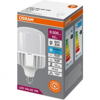 Лампа светодиодная OSRAM 4099854121579 HW 65Вт T матовая 6500К холодный белый E27/E40 6500лм угол пучка 200градусов 140-265В PF>/=0.9 алюм Лампа светодиодная OSRAM 4099854121579 HW 65Вт T матовая 6500К холодный белый E27/E40 6500лм угол пучка 200градусов 140-265В PF>/=0.9 алюм